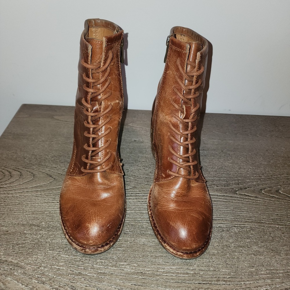 Patricia Nash Sicily Tan Leather Lace Up Ankle Boots 7.5 Boho Whimsigoth Prairie - Picture 2 of 16